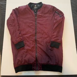 Atmosphere Maroon Long Bomber Style Jacket